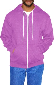 Wholesale customized plain blank zipper hoodies with kangroo pocket <b>thick</b> <b>fleece</b> 320GSM winter hoodies your logo printed - Product Image 2
