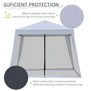 Tenda a baldacchino grigia da esterno 3x3m con gambe inclinate, protezione solare, pareti in PVC e pareti laterali in rete, tenda da patio con telaio in acciaio per feste - Product Image 4