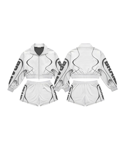 Women Sporty Tracksuit 2 Piece Zipper Jacket <b>Shorts</b> Quick Dry <b>Polyester</b>/Nylon Full Sleeve Summer Wear Stand Collar Tracksuit - Product Image 2