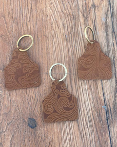 Nouveau fait à la main Western élégant en cuir gaufré porte-clés porte-clés imprimé floral porte-clés personnalisés en cuir véritable porte-clés - Product Image 3