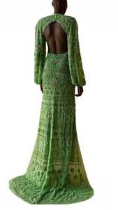 Elegante Vestido de Novia de Talla Grande con Encaje, Manga Larga, Largo hasta el Suelo, con Bordado de Pedrería, Cintura Imperio, Lujoso para Fiestas de Noche - Product Image 4
