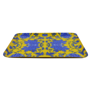 Plateau de service en métal avec finition émaillée au design incroyable pour la décoration de table, le service de nourriture et de boissons, plateau à motif floral très vendu - Product Image 4