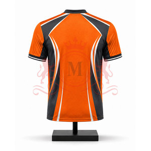 Camiseta de Fútbol para Hombre, Color Naranja y Negro, Manga Corta, Cuello en V, Absorbe la Humedad, Poliéster, Ajuste Atlético, para Todas las Temporadas - Product Image 4
