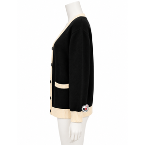 Cárdigan de punto para mujer, rosa y blanco, con cuello en V, manga larga, bolsillos, estilo preppy, largo regular, abotonado, venta al por mayor - Product Image 6