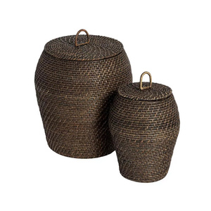 Boho Brown Rattan <b>Basket</b> Stylish Woven Storage <b>Basket</b> For Home Organization And Interior Styling - Product Image 1