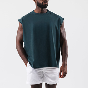 Camiseta sin mangas de poliéster anti-UV unisex, personalizada, a color, para hombre, para fitness, gimnasio, informal, de verano, servicio OEM. - Product Image 2