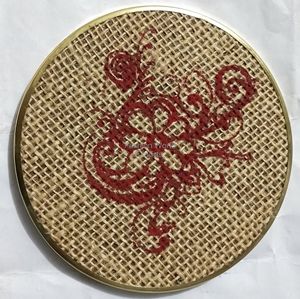 Sous-verre en jute tissé à la main, design moderne, imprimé visage d'éléphant, bord métallique, rond, diamètre 100 mm, pour toutes les occasions - Product Image 3