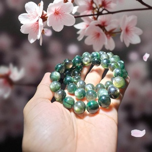 High Quality Natural Green Lapidolite Quartz Gemstone Beads Charms Crystal Elastic <b>Bracelet</b> Love Polished <b>Healing</b> Stone Jewelry - Product Image 1