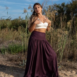 Falda Maxi de Cintura Alta, de Algodón y Rayón, Fluida, para Bailar, con Tela Ligera y Estilo Bohemio Informal - Product Image 3