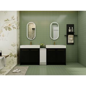 Mobile Bagno Freestanding da 84 Pollici con Lavabo in Resina, Armadietti Contenitori e Ante con Chiusura Ammortizzata 09236*2+0312 - Combinazione per Bagni Moderni - Product Image 2