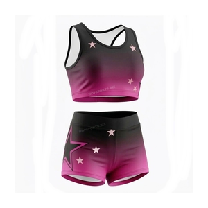 Conjunto de Top Deportivo y Pantalones Cortos para Mujer, Diseño Personalizado por Sublimación, con Logotipo del Equipo, para Práctica de Danza - Product Image 2