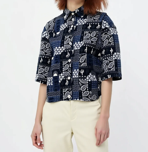 Camisa Tejida Estampada para Mujer, Venta al Por Mayor OEM ODM, Primavera Verano, Personalizada, 100% Algodón, Secado Rápido, Ropa Casual de Alta Calidad - Product Image 1