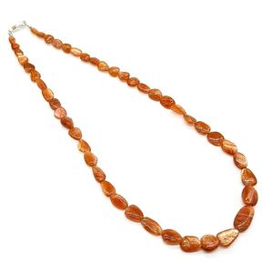 Natural Sunstone Smooth Nugget Beaded Choker <b>Necklace</b> <b>Handmade</b> Irregular Shape Loose Gemstone Beads <b>Necklace</b> For Women Gift - Product Image 1