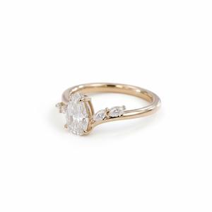 Anillo de Diamantes Apilable Estilo Eternidad con Diamantes en Forma de Pera, Oro Puro de 14K, Certificado IGI, Recién Llegado, Conjunto de Anillos de Boda para Novia - Product Image 2