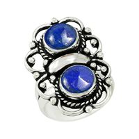Bague en argent sterling 925 avec pierre précieuse en lapis-lazuli de forme ronde, bague antique faite à la main, style bohème pour femmes, bague délicate pour anniversaire