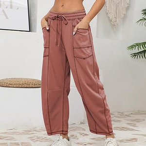 Women Comfortable Jogger Cargo Pants Wide Leg Sweatpants High Waist <b>Drawstring</b> Casual Streetwear - Product Image 3