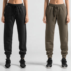 Pantalon de jogging en molleton épais pour femme, taille haute à cordon de serrage, coupe-vent, respirant, logo personnalisé, vente en gros - Product Image 4