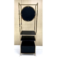 Meuble de rangement moderne et polyvalent en métal pour chambre à coucher, avec miroir et 2 tiroirs, en chêne noir, pour salon, salle de bain, hôtel, hôpital, salle de sport