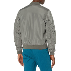 Chaqueta Bomber Gris para Hombre, Color Sólido, Cierre de Cremallera, Cuello Alto, Estilo Urbano, Exterior de Seda, Transpirable, Ropa de Invierno - Product Image 2