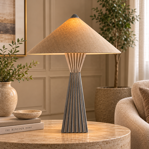 Linea Fluted Design Metal Table <b>Lamp</b> Premium Scandinavian Style Bedside Accent Lighting - Product Image 1