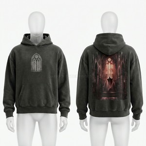 Sudadera con capucha azul con cremallera, diseño personalizado Blood Architect, estilo vintage desgastado, de tejido grueso, estilo urbano, de fábrica. - Product Image 3