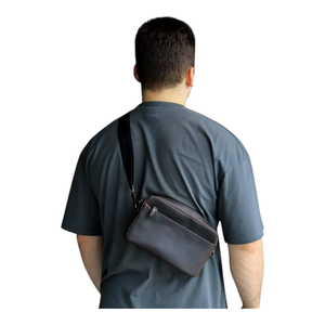 Brown Genuine Leather Vintage Chest Bag <b>Men</b> Portable Travel Large Capacity Cosmetic <b>Pouch</b> Durable Fittings - Product Image 4