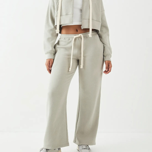 Latest Design Custom Women's <b>Wide</b> <b>Leg</b> Fleece Sweatpants Drawstring Women's Winter Oversized <b>Joggers</b> Wholesale Women's <b>Joggers</b> - Product Image 1