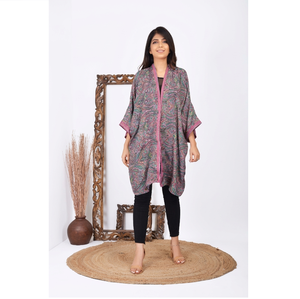 Cárdigan Boho de Seda Moderno para Mujer, Kimono Corto Ligero con Estampado Floral para el Verano, Ropa Cómoda para Mujer - Product Image 1