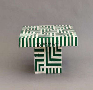 ขาตั้งเค้กทรงสี่เหลี่ยมผืนผ้า งานฝีมือสุดหรู เป็นมิตรกับสิ่งแวดล้อม ตกแต่งด้วยกระดูกฝัง สำหรับเสิร์ฟขนมหวาน โดย Tradebyd - Product Image 5