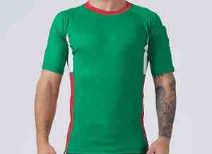 Maillot de bain à manches courtes imprimé sur mesure, protection solaire, couleur verte, séchage rapide, pour homme - Product Image 4