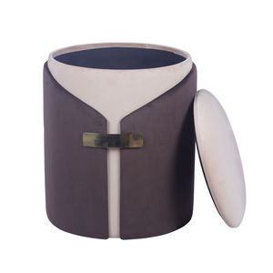 Two-Toned Brown Storage <b>Ottoman</b> or Vanity <b>Stool</b> for <b>Stools</b> & <b>Ottomans</b> - Product Image 2