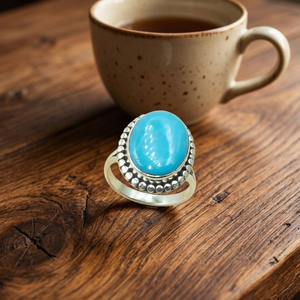 Pure 925 Sterling Silver Turquoise Gemstone <b>Ring</b> Oval Boho Vintage <b>Statement</b> <b>Ring</b> Rose Gold Yellow Gold Plated Jewelry Unisex - Product Image 1