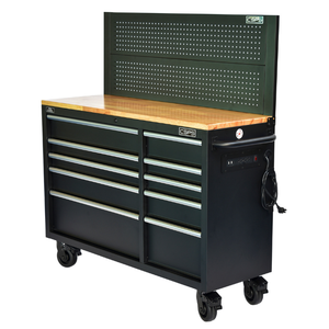 Wholesale 132cm 10-Drawer Lockable Wood Top Tool Cabinet Matte Black Powder Coated Steel for Workshop Garage Use OEM - Product Image 6