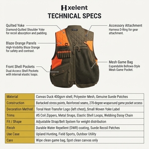 Gilet de chasse technique personnalisé pour la chasse en montagne, sans manches, col en V, haute visibilité, système de ceinture de distribution de charge, brodé, pour adultes - Product Image 5