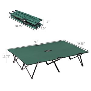 2-Person Portable Folding Camp Cot for Adults 50-Inch Green Elevated Camping <b>Bed</b> with Carry <b>Bag</b> for Outdoor Use - Product Image 2