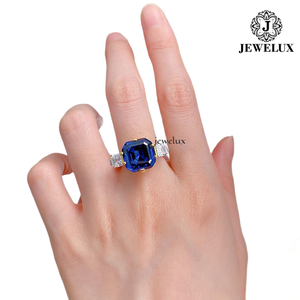Bague de fiançailles classique en saphir taille octogonale pour femme Jewelux, sertie de griffes en or 18 carats, provenant d'un fournisseur indien - Product Image 4