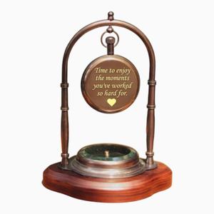Antique <b>Bronze</b> Compass With Engraved Message Circular Home Decoration Clock Gold Plated Metal Craft Office Nautical <b>Gift</b> Items - Product Image 1
