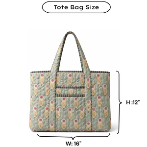 Luxury Handmade Jaipur Hand Block Print Quilted Cotton Tote <b>Bag</b> Floral Pattern Summer 16x12 Inch Durable Sustainable Zip Closure - Product Image 6
