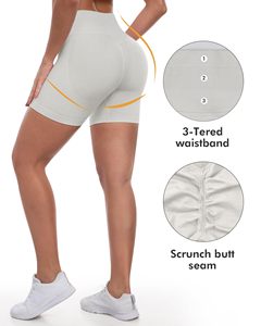 Workout Gym Shorts For Women Biker Shorts High Waisted Tummy Control Butt Lifting Running Sports Yoga <b>Booty</b> Scrunch Butt Shorts - Product Image 6