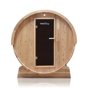 Sauna a Botte Rustica in Cedro per Esterni TMG LIVING, 3 Posti con Porta in Vetro Temperato, Modello LSN42 di TMG - Product Image 2