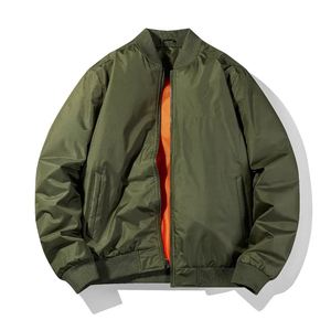 Men's <b>Light</b> Green Bomber Jacket Stand Collar Zipper Closure Casual Windproof Polyester <b>Shell</b> Autumn Wear - Product Image 2