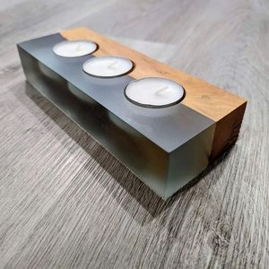 Portavelas de Resina y Madera Hecho a Mano con 3 Agujeros para Velas de Té, Centro de Mesa Decorativo, Cera de Res, Todos los Tipos, Personalizado, Craftera Exports - Product Image 5