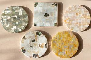 Sous-verre en nacre au design créatif pour hôtel, sous-verre pour tasses à thé, style haut de gamme, personnalisable, en promotion, pour table - Product Image 5