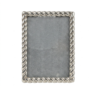 Handcrafted Silver Braided Edge Picture <b>Frame</b> Vintage Style Metallic Photo Holder Decorative Twisted Border <b>Frame</b> Tabletop Decor - Product Image 1
