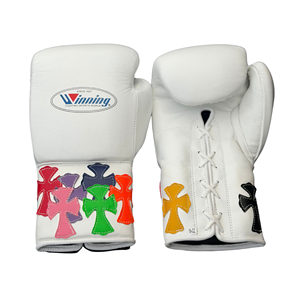 Juego de Guantes de Boxeo Winning, de Cuero Blanco con Parche de Corazón Colorido, con Cordones, Dedos Completos, Transpirables, Antideslizantes, Unisex - Product Image 3