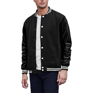 Custom Wholesale Thick Full Sleeve Wool Patchwork <b>Warm</b> Hooded <b>Waterproof</b> Unisex High School Casual Cheerleader Lettermen <b>Jacket</b> - Product Image 1
