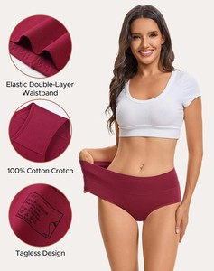 Culottes taille haute pour femmes en mélange coton-élasthanne tricoté, respirantes, écologiques, séchage rapide, avec nœud décoratif, pour usage quotidien - Product Image 3