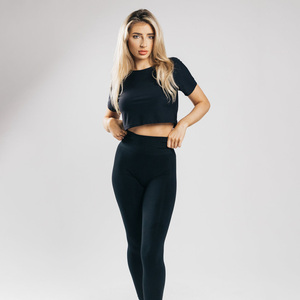 Summer Customized New <b>Women's</b> Round Neck Short Crop <b>Top</b> Solid 100% Cotton Breathable Logo Printed <b>Women</b> Crop T-shirt - Product Image 5