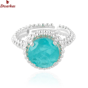 Handmade classic <b>rings</b> 925 sterling <b>silver</b> Doublet paraiba quartz gemstone texture adjustable <b>ring</b> ready stock - Product Image 5