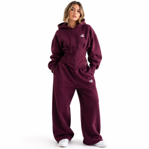 <b>Top</b> Quality Orange Corset Crop Hoodies Custom Cinched Waist <b>Y2K</b> Tracksuit Oversized Blank Joggers Sets Winter Fleece Streetwear - Product Image 4